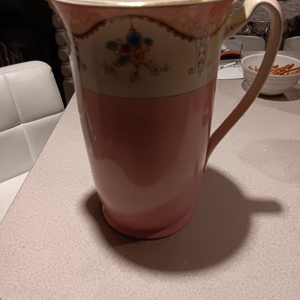 Elegant Pink Floral Pitcher and Basin Set